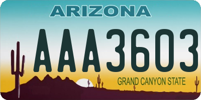 AZ license plate AAA3603