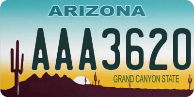 AZ license plate AAA3620