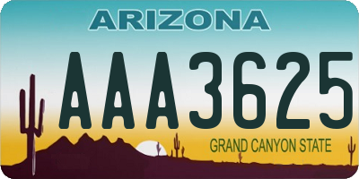 AZ license plate AAA3625