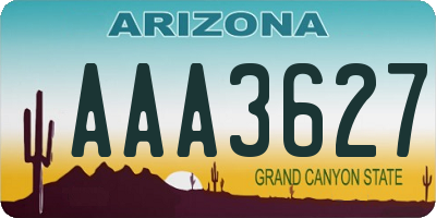 AZ license plate AAA3627