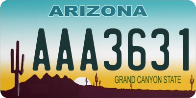 AZ license plate AAA3631