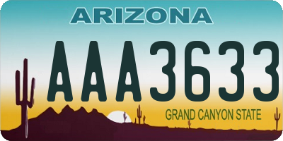 AZ license plate AAA3633