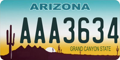 AZ license plate AAA3634