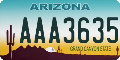 AZ license plate AAA3635