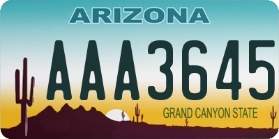 AZ license plate AAA3645