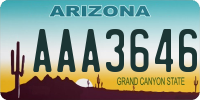 AZ license plate AAA3646