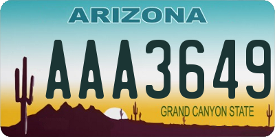 AZ license plate AAA3649