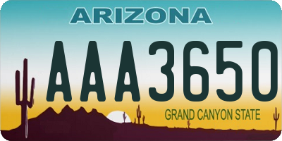 AZ license plate AAA3650