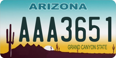 AZ license plate AAA3651