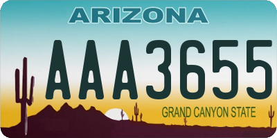 AZ license plate AAA3655