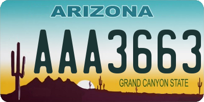 AZ license plate AAA3663