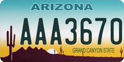 AZ license plate AAA3670