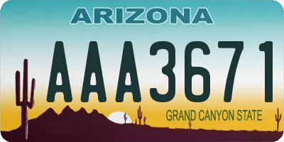 AZ license plate AAA3671