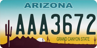 AZ license plate AAA3672