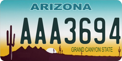 AZ license plate AAA3694
