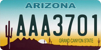 AZ license plate AAA3701