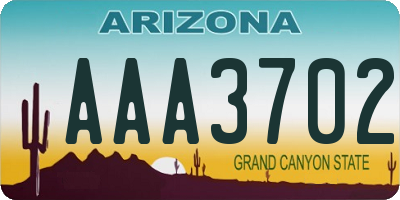 AZ license plate AAA3702