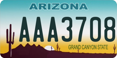 AZ license plate AAA3708