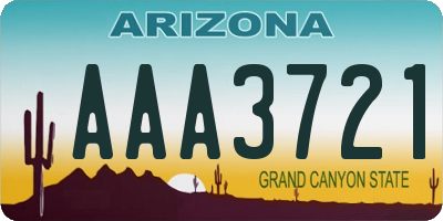 AZ license plate AAA3721