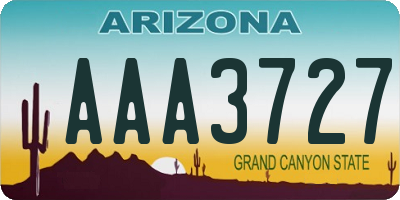 AZ license plate AAA3727