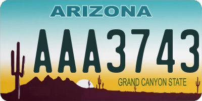 AZ license plate AAA3743