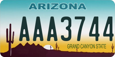 AZ license plate AAA3744