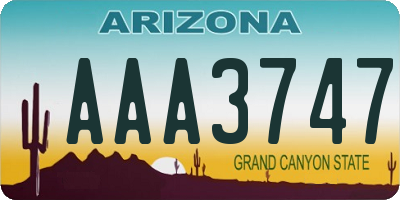 AZ license plate AAA3747