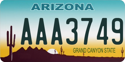 AZ license plate AAA3749