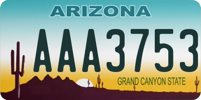 AZ license plate AAA3753