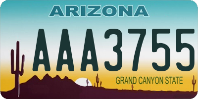 AZ license plate AAA3755