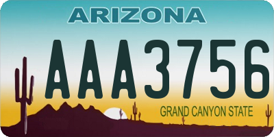 AZ license plate AAA3756