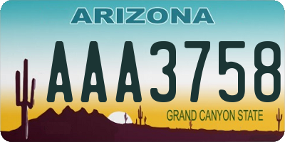 AZ license plate AAA3758