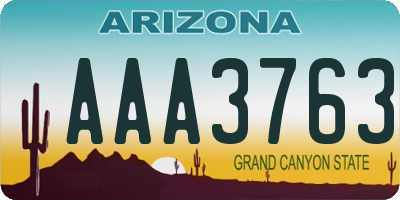 AZ license plate AAA3763