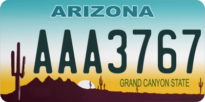 AZ license plate AAA3767