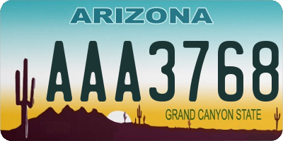 AZ license plate AAA3768