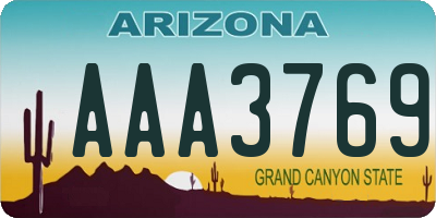 AZ license plate AAA3769