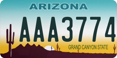 AZ license plate AAA3774