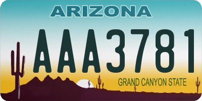 AZ license plate AAA3781