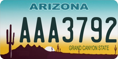 AZ license plate AAA3792