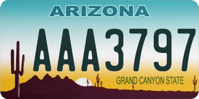 AZ license plate AAA3797