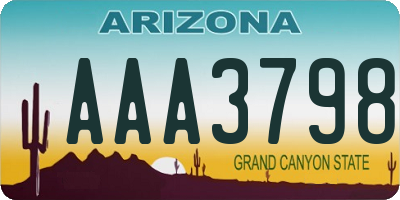 AZ license plate AAA3798