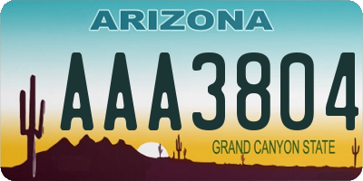 AZ license plate AAA3804