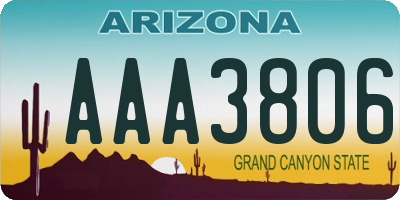 AZ license plate AAA3806