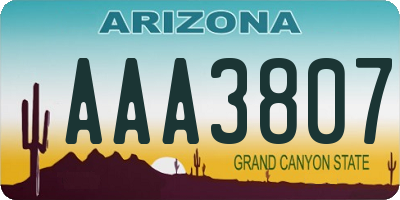 AZ license plate AAA3807