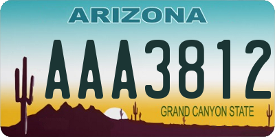 AZ license plate AAA3812