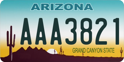 AZ license plate AAA3821