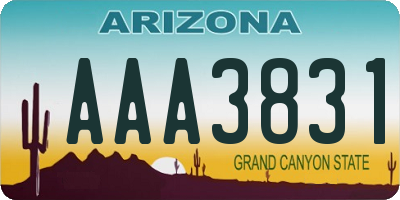 AZ license plate AAA3831