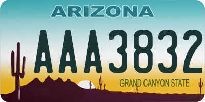AZ license plate AAA3832