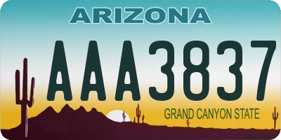 AZ license plate AAA3837