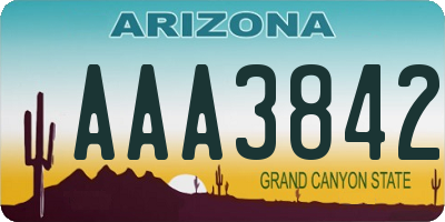 AZ license plate AAA3842